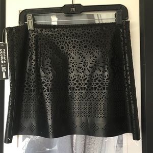 Faux Leather Laser Cut Mini Skirt